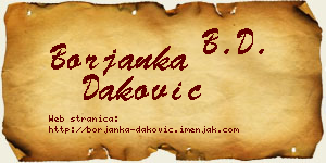 Borjanka Daković vizit kartica